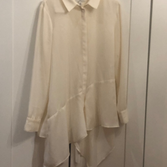 Halston Classic Neutral  Cream Tunic/ Blouse - Picture 2 of 5